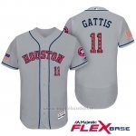 Maglia Baseball Uomo Houston Astros 2017 Estrellas y Rayas Evan Gattis Grigio Flex Base