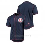 Maglia Baseball Uomo Cleveland Indians Button-down Stitches Team Color Blu