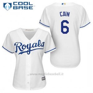 Maglia Baseball Donna Kansas City Royals Lorenzo Cain 6 Bianco 1ªCool Base