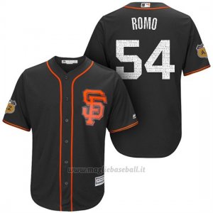 Maglia Baseball Uomo San Francisco Giants Sergio Romo San Francisco Nero 2017 Allenamento Primaverile Cool Base Giocatore