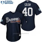 Maglia Baseball Uomo Atlanta Braves 40 Bartolo Colon Blu 2017 Allenamento Primaverile Cool Base