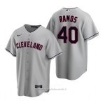 Maglia Baseball Uomo Cleveland Indians Wilson Ramos Replica Road Grigio