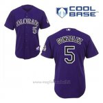 Maglia Baseball Uomo Colorado Rockies Carlos Gonzalez 5 Viola Alterner Cool Base