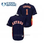 Maglia Baseball Uomo Houston Astros 1 Carlos C Orrea 2019 Postseason Cool Base Blu