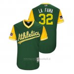 Maglia Baseball Uomo Oakland Athletics Jeurys Familia 2018 Llws Players Weekend La Fama Green