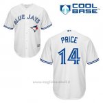 Maglia Baseball Uomo Toronto Blue Jays David Price 14 Bianco 1ªCool Base