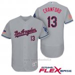 Maglia Baseball Uomo Los Angeles Dodgers 2017 Estrellas y Rayas Carl Crawford Grigio Flex Base