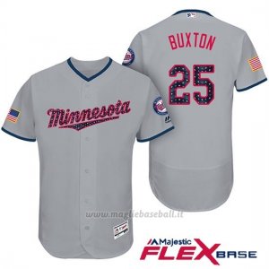 Maglia Baseball Uomo Minnesota Twins 2017 Estrellas y Rayas Byron Buxton Grigio Flex Base