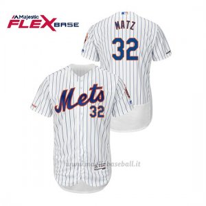 Maglia Baseball Uomo New York Mets Steven Matz 150th Aniversario Patch Autentico Flex Base Bianco