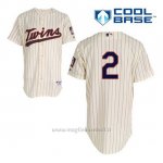 Maglia Baseball Uomo Minnesota Twins Brian Dozier 2 Crema Alterner Cool Base