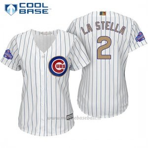 Maglia Baseball Donna Chicago Cubs 2 Tommy La Stella Bianco Or Program Cool Base