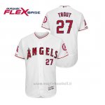 Maglia Baseball Uomo Los Angeles Angels Mike Trout 150th Aniversario Patch Flex Base Bianco