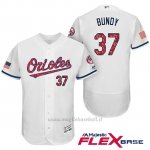 Maglia Baseball Uomo Baltimore Orioles 2017 Estrellas Y Rayas 37 Dylan Bundy Bianco Flex Base