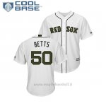 Maglia Baseball Uomo Boston Red Sox Mookie Betts 2018 Dia de los Caidos Cool Base Bianco