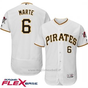 Maglia Baseball Uomo Pittsburgh Pirates Starling Marte Majestic Autentico Collezione Flex Base Bianco