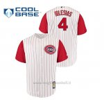 Maglia Baseball Hombre Cincinnati Reds 4 Jose Iglesias Throwback 1961 Cool Base Bianco Rosso