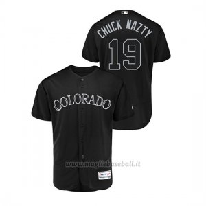 Maglia Baseball Uomo Col Orado Rockies Charlie Neromon 2019 Players Weekend Autentico Nero