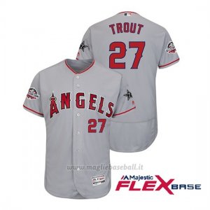 Maglia Baseball Uomo Los Angeles Angels Mike Trout 2018 All Star Game Flex Base Grigio