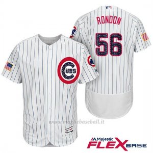 Maglia Baseball Uomo Chicago Cubs 2017 Estrellas y Rayas Cubs 56 Hector Rondon Bianco Flex Base