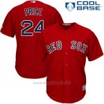 Maglia Baseball Uomo Boston Red Sox 24 David Price Majestic Collezione Scarlet Cool Base Giocatore