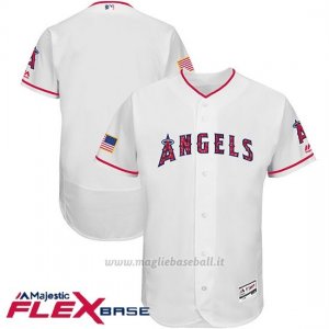 Maglia Baseball Uomo Los Angeles Angels 2017 Estrellas y Rayas Bianco Flex Base