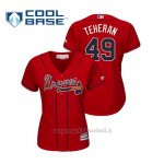 Maglia Baseball Donna Atlanta Braves Julio Teheran Cool Base Majestic Alternato 2019 Rosso