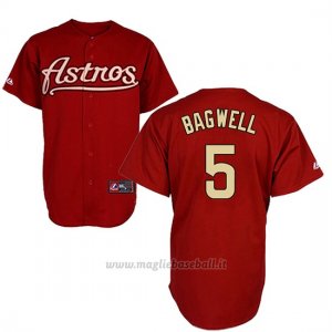 Maglia Baseball Uomo Houston Astros 5 Jeff Bagwell Rosso Turn Back The Clock
