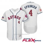 Maglia Baseball Uomo Houston Astros 2017 Estrellas y Rayas George Springer Bianco Flex Base