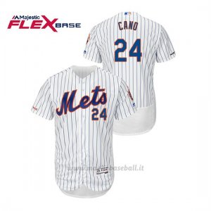 Maglia Baseball Uomo New York Mets Robinson Cano 150th Aniversario Patch Autentico Flex Base Bianco