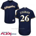 Maglia Baseball Uomo Milwaukee Brewers Taylor Jungmann Blu Autentico Collezione Flex Base Custom