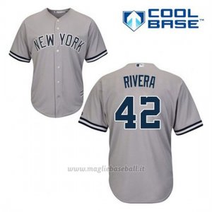 Maglia Baseball Uomo New York Yankees Mariano Rivera 42 Grigio Cool Base