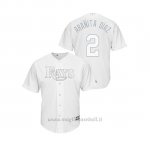 Maglia Baseball Hombre Tampa Bay Rays 2 Yandy Diaz 2019 Players Weekend Replica Bianco