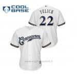 Maglia Baseball Hombre Milwaukee Brewers 22 Christian Yelich Cool Base Majestic Primera Hispanic Heritage Bianco