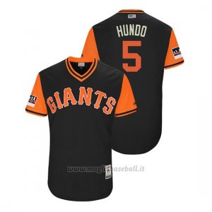 Maglia Baseball Uomo San Francisco Giants Nick Hundley 2018 Llws Players Weekend Hundo Nero