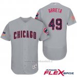 Maglia Baseball Uomo Chicago Cubs 2017 Estrellas y Rayas Cubs 49 Jake Arrieta Grigio Flex Base