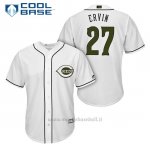 Maglia Baseball Uomo Cincinnati Reds 27 Phillip Ervin Bianco2018 Alterner Cool Base