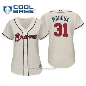 Maglia Baseball Donna Atlanta Braves Greg Maddux Cool Base Majestic Alternato 2019 Crema