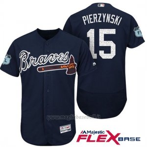 Maglia Baseball Uomo Atlanta Braves 15 A.J. Pierzynski Blu 2017 Allenamento Primaverile Flex Base