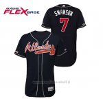 Maglia Baseball Uomo Atlanta Braves Dansby Swanson 150th Aniversario Patch Autentico Flex Base Blu