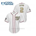 Maglia Baseball Uomo Washington Nationals 2 Adam Eaton 2019 Gold Program Cool Base Bianco