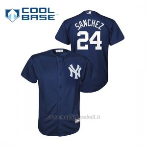 Maglia Baseball Bambino New Y Ork Yankees 24 Gary Sanchez Cool Base Alternato Blu