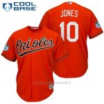 Maglia Baseball Uomo Baltimore Orioles 10 Adam Jones Arancione 2017 Allenamento Primaverile Cool Base Giocatore