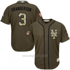 Maglia Baseball Uomo New York Mets 3 Curtis Granderson Verde Salute To Service