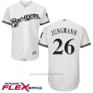 Maglia Baseball Uomo Milwaukee Brewers Taylor Jungmann Bianco Autentico Collezione Flex Base Custom