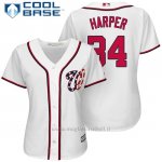 Maglia Baseball Donna Washington Nationals 34 Bryce Harper Bianco2017 Cool Base