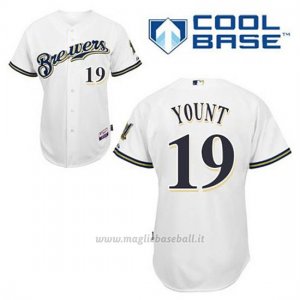 Maglia Baseball Uomo Milwaukee Brewers Robin Yount 19 Bianco 1ªCool Base