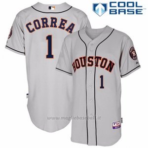 Maglia Baseball Uomo Houston Astros Carlos Correa Majestic Autentico Collezione Grigio Cool Base