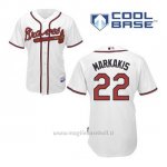 Maglia Baseball Uomo Atlanta Braves 22 Nick Markakis Bianco 1ªCool Base
