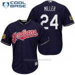 Maglia Baseball Uomo Cleveland Indians Andrew Miller 24 Blu 2017 Allenamento Primaverile Cool Base Giocatore