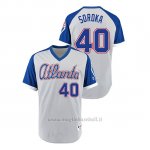 Maglia Baseball Hombre Atlanta Braves 40 Mike Soroka Turn Back The Clock 1979 Autentico Grigio Blu